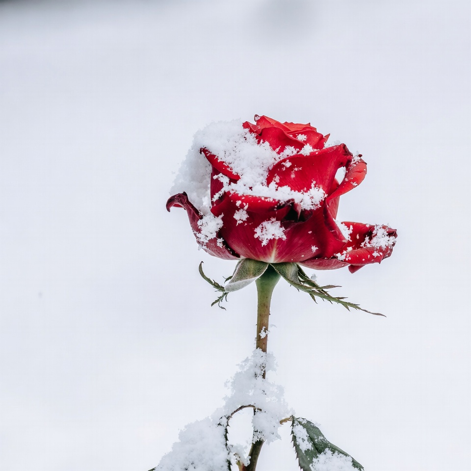 Red Rose Covered in Snow Red Rose Covered in Snow