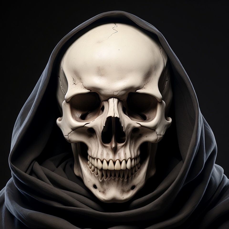 Grinning Skull in Dark Hood Grinning Skull in Dark Hood