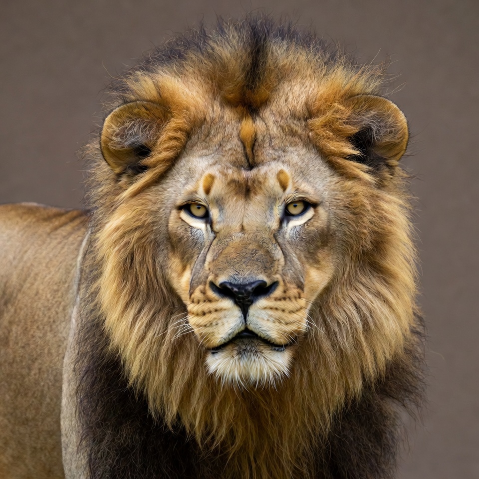 Lion with majestic mane Lion with majestic mane