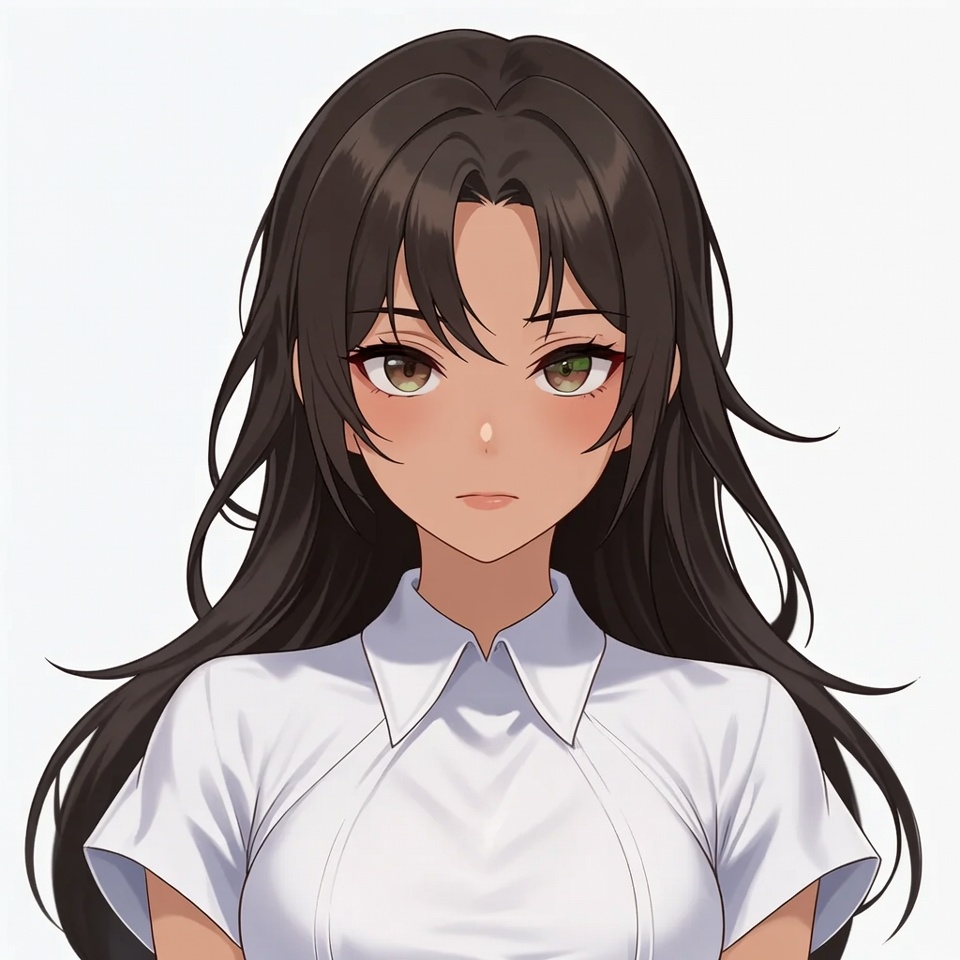 Anime girl with green eyes Anime girl with green eyes