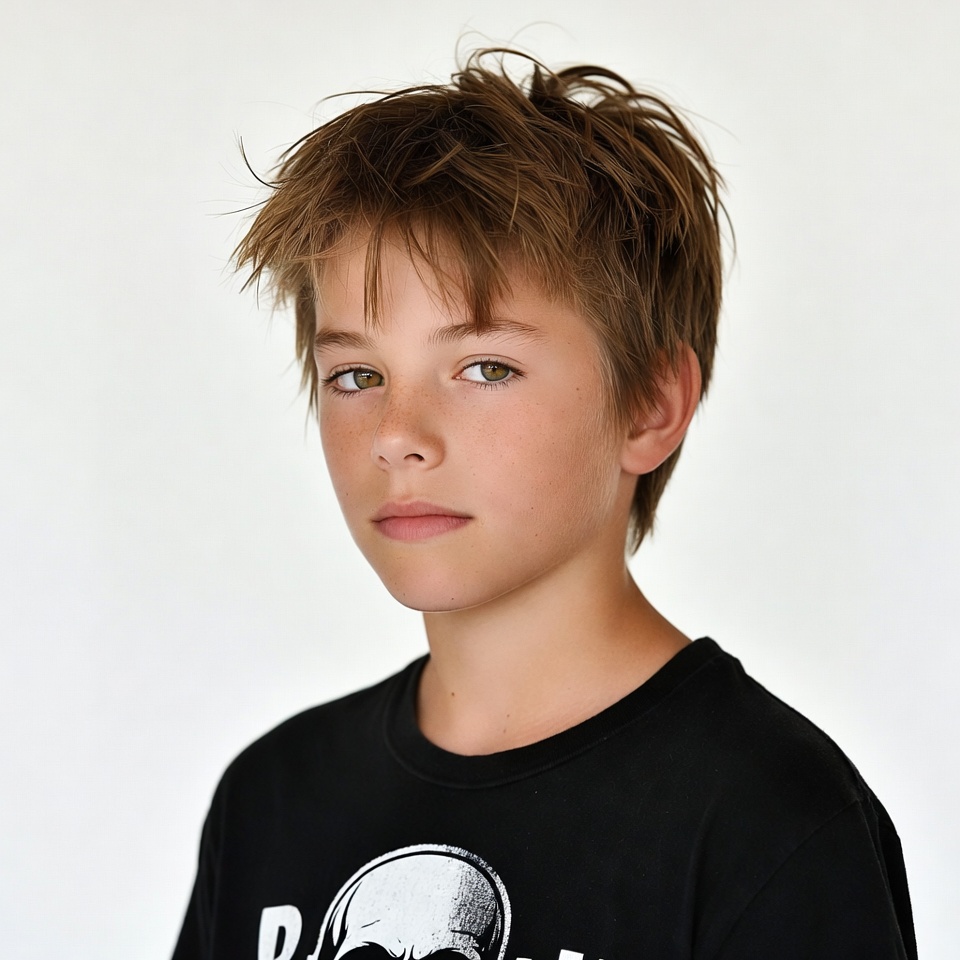 Boy in black skull t-shirt Boy in black skull t-shirt