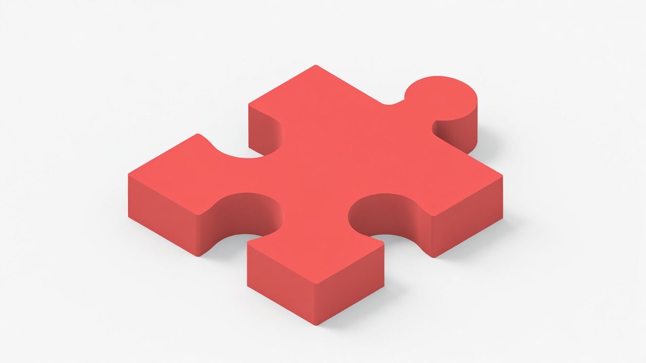 Red 3D Puzzle Piece Red 3D Puzzle Piece