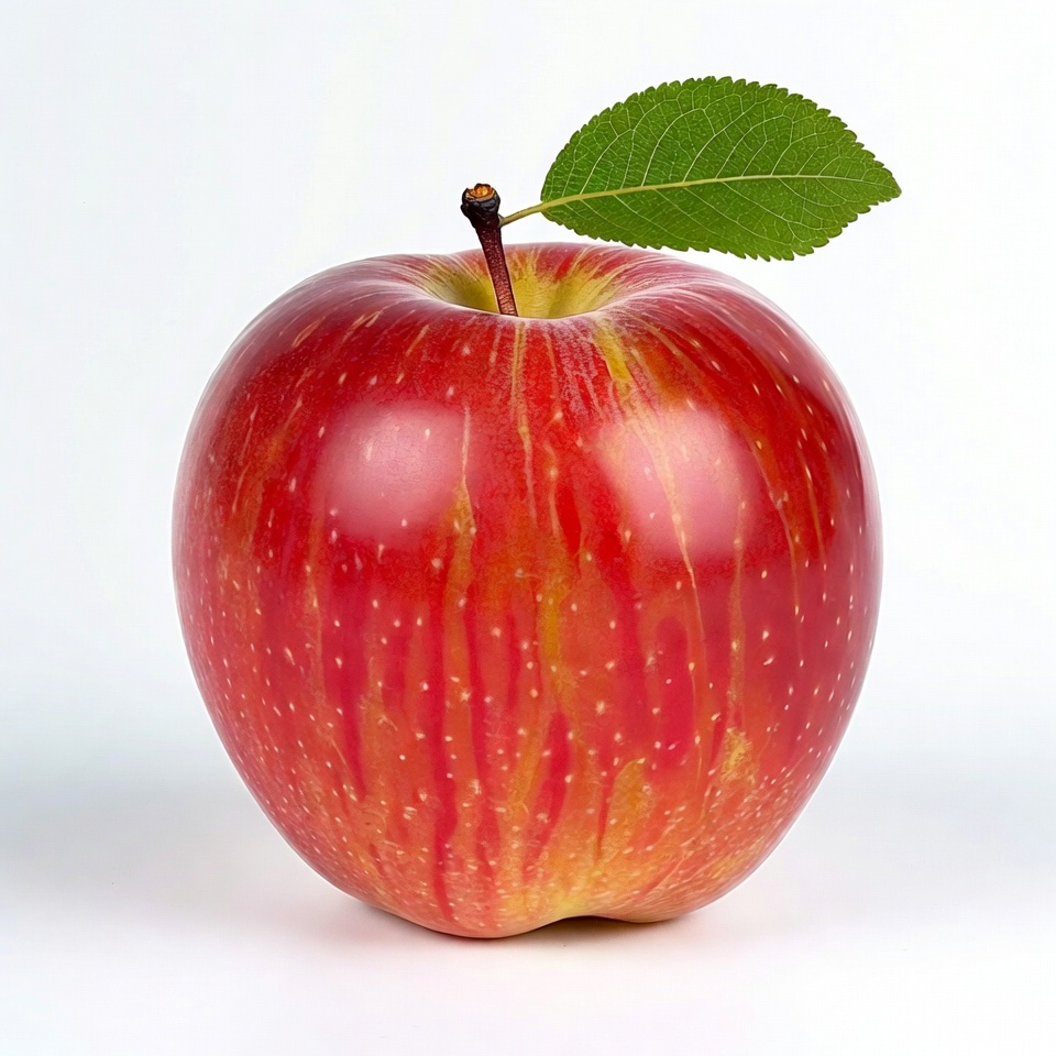 Red apple with green leaf Red apple with green leaf