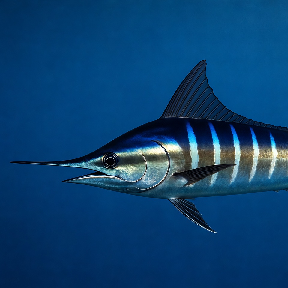 Blue Marlin Swimming Underwater Blue Marlin Swimming Underwater