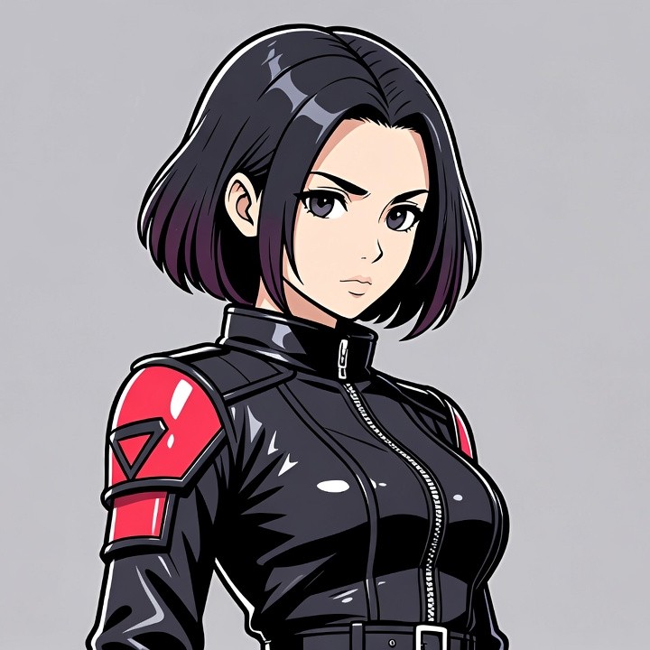 Anime girl in black leather jacket Anime girl in black leather jacket