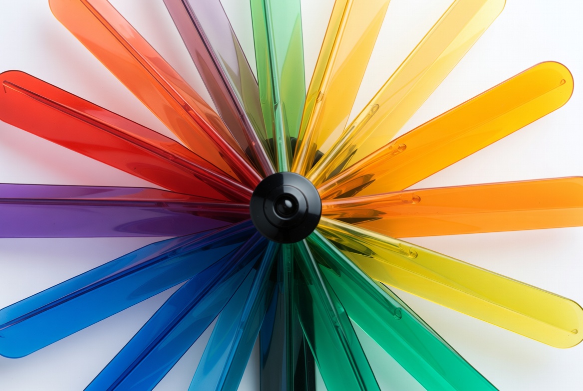 Colorful Fan Blades on White Background Colorful Fan Blades on White Background