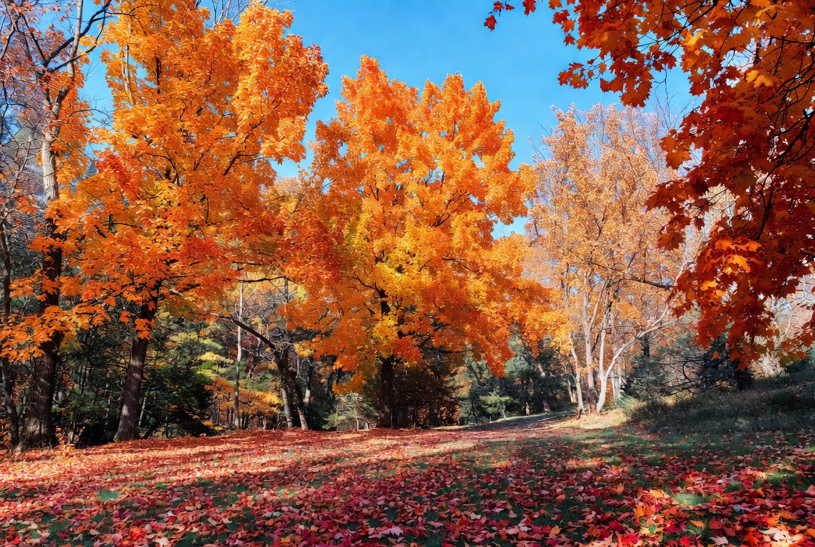 Autumn Trees with Orange Foliage Autumn Trees with Orange Foliage