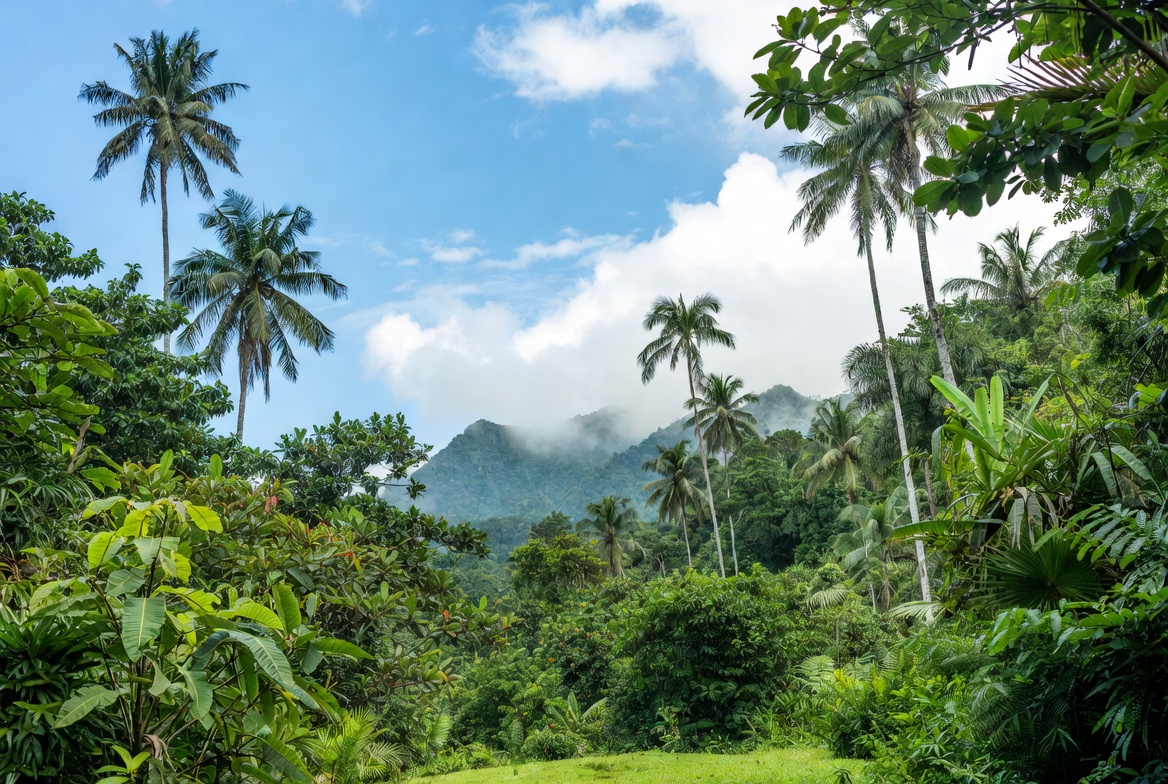 Tropical Palm Trees and Mountains Tropical Palm Trees and Mountains