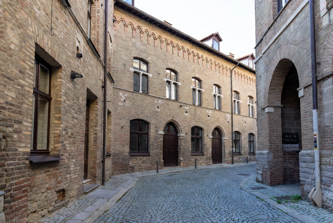 Historic Brick Buildings on Cobblestone Street Historic Brick Buildings on Cobblestone Street