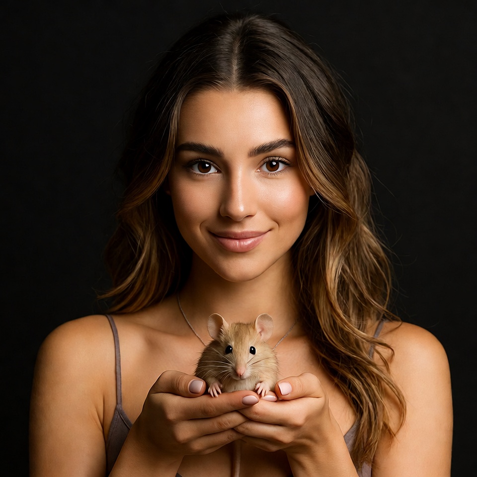 Woman holding cute rat Woman holding cute rat