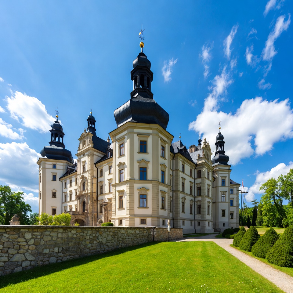Baroque Castle with Black Towers Baroque Castle with Black Towers