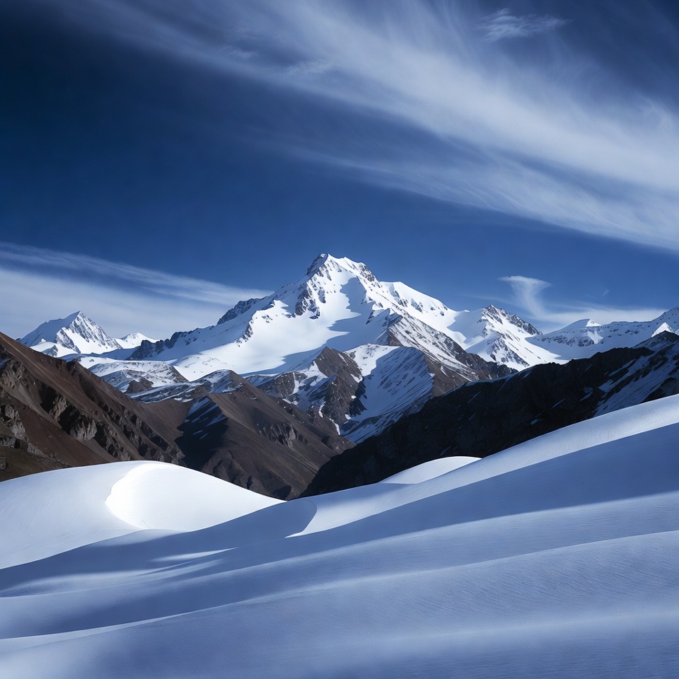 Snowy Mountain Peaks with Clouds Snowy Mountain Peaks with Clouds