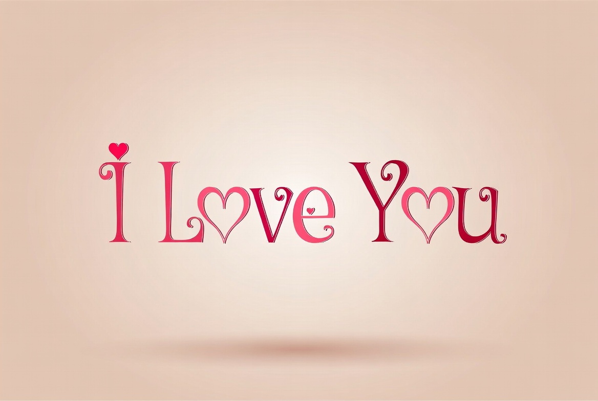 I Love You Text with Hearts I Love You Text with Hearts
