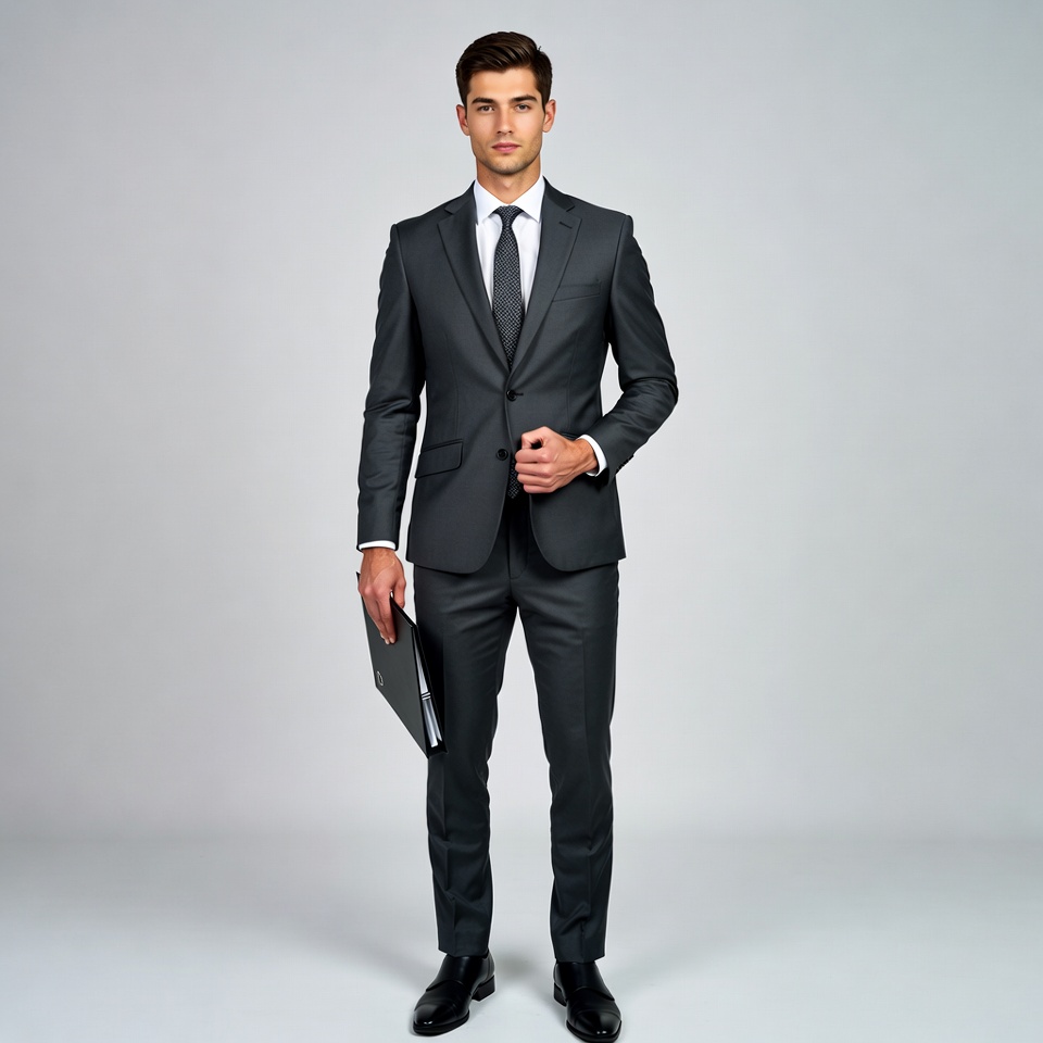 Man in suit holding folder Man in suit holding folder