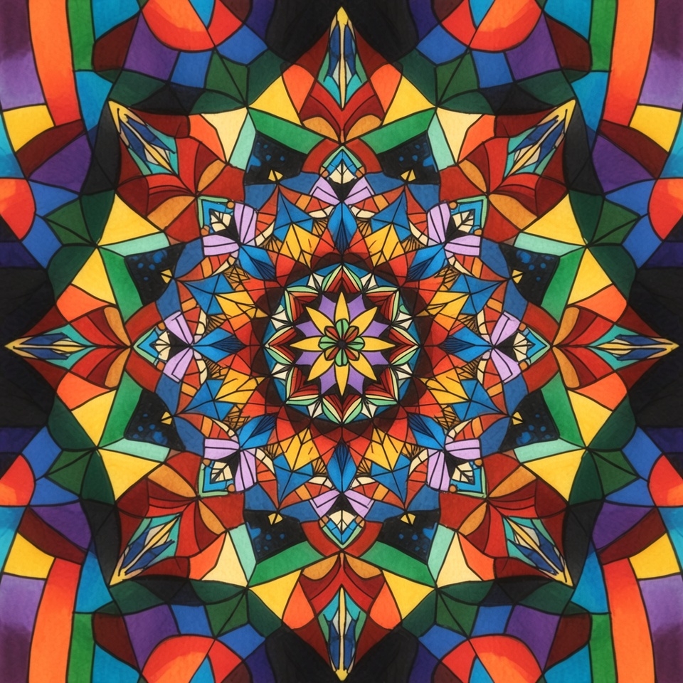 Colorful Stained Glass Mandala Colorful Stained Glass Mandala