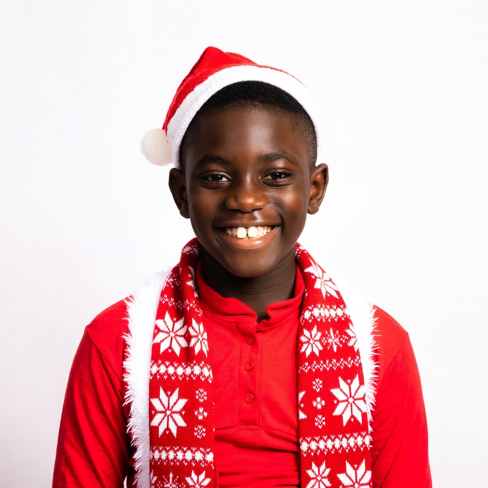 African boy wearing Santa hat African boy wearing Santa hat