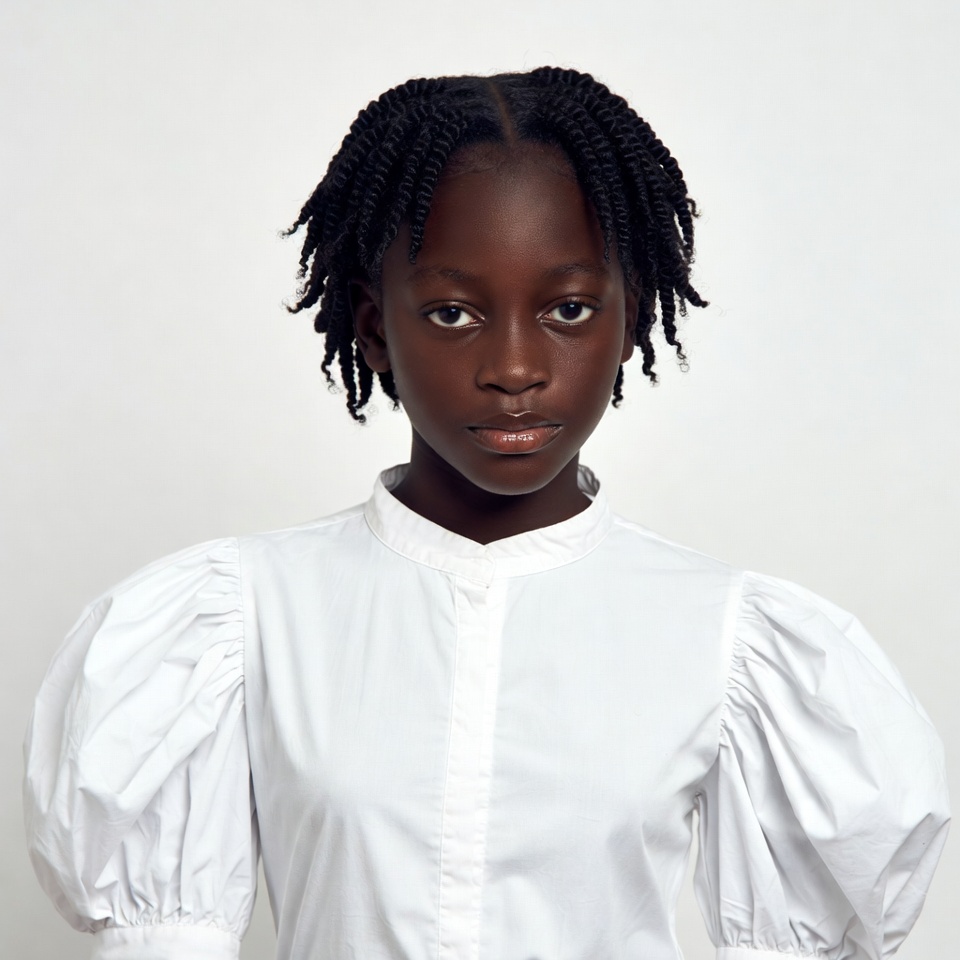 African girl in puffed sleeve blouse African girl in puffed sleeve blouse