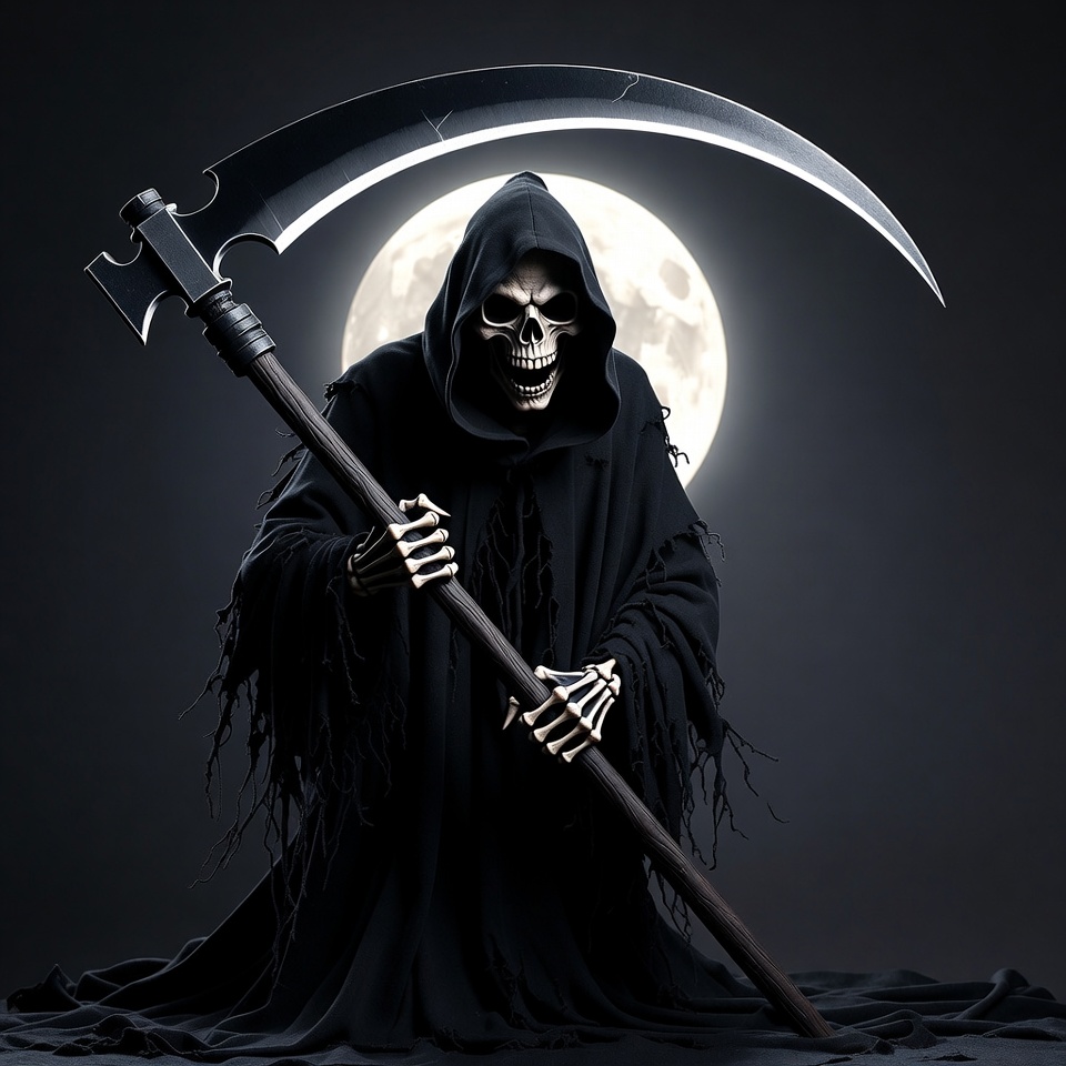 Grim Reaper with Scythe and Moon Grim Reaper with Scythe and Moon