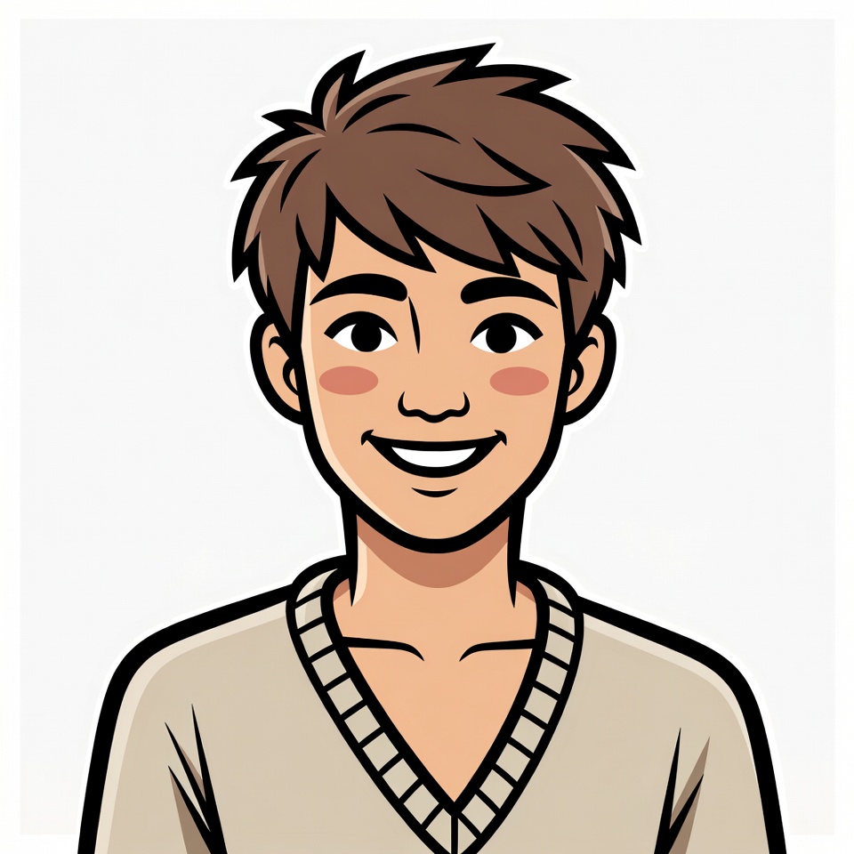 Smiling Asian young man illustration Smiling Asian young man illustration