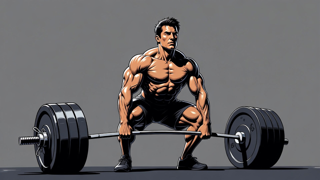 Muscular man deadlifting barbell Muscular man deadlifting barbell