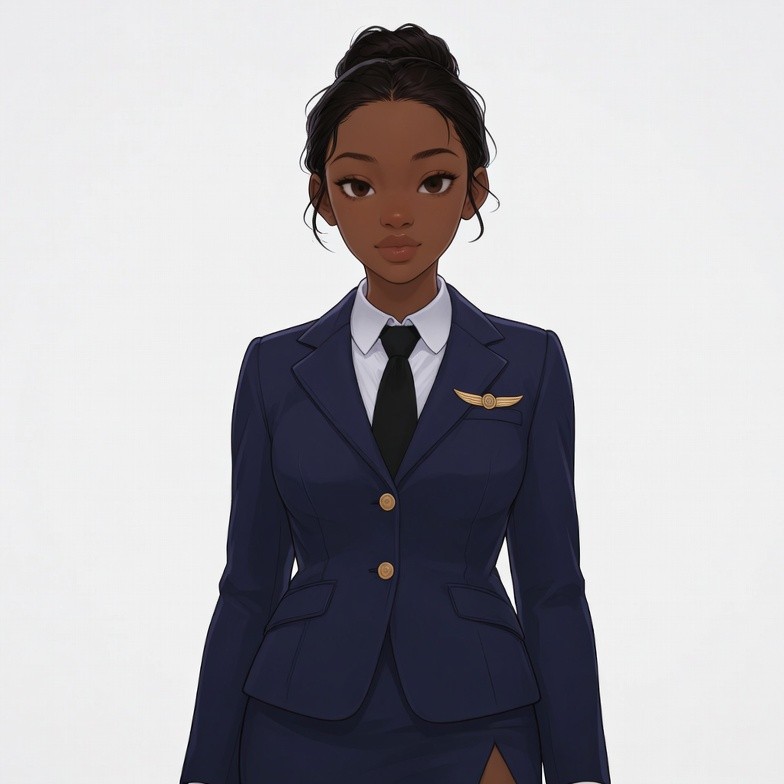 African-American woman in flight attendant uniform African-American woman in flight attendant uniform
