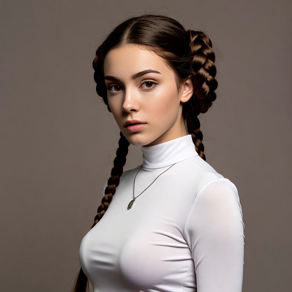 Woman with braided buns hairstyle Woman with braided buns hairstyle