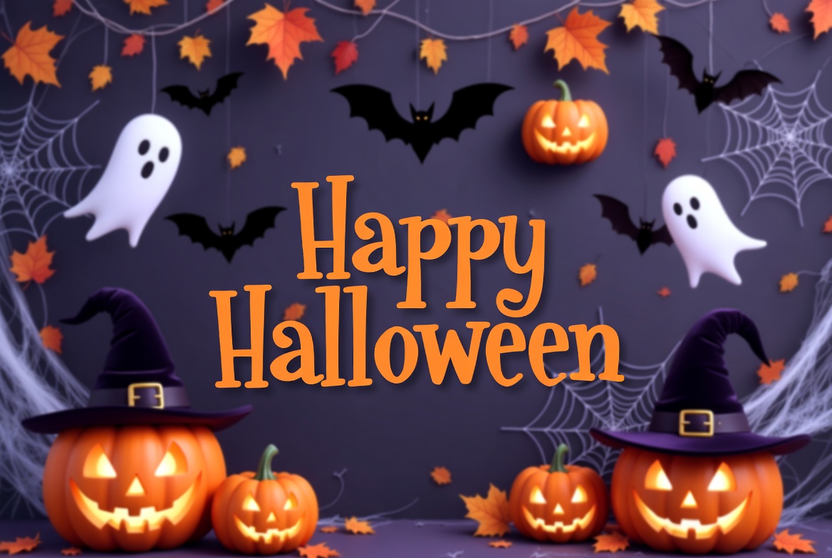 Happy Halloween with Pumpkins and Ghosts Happy Halloween with Pumpkins and Ghosts