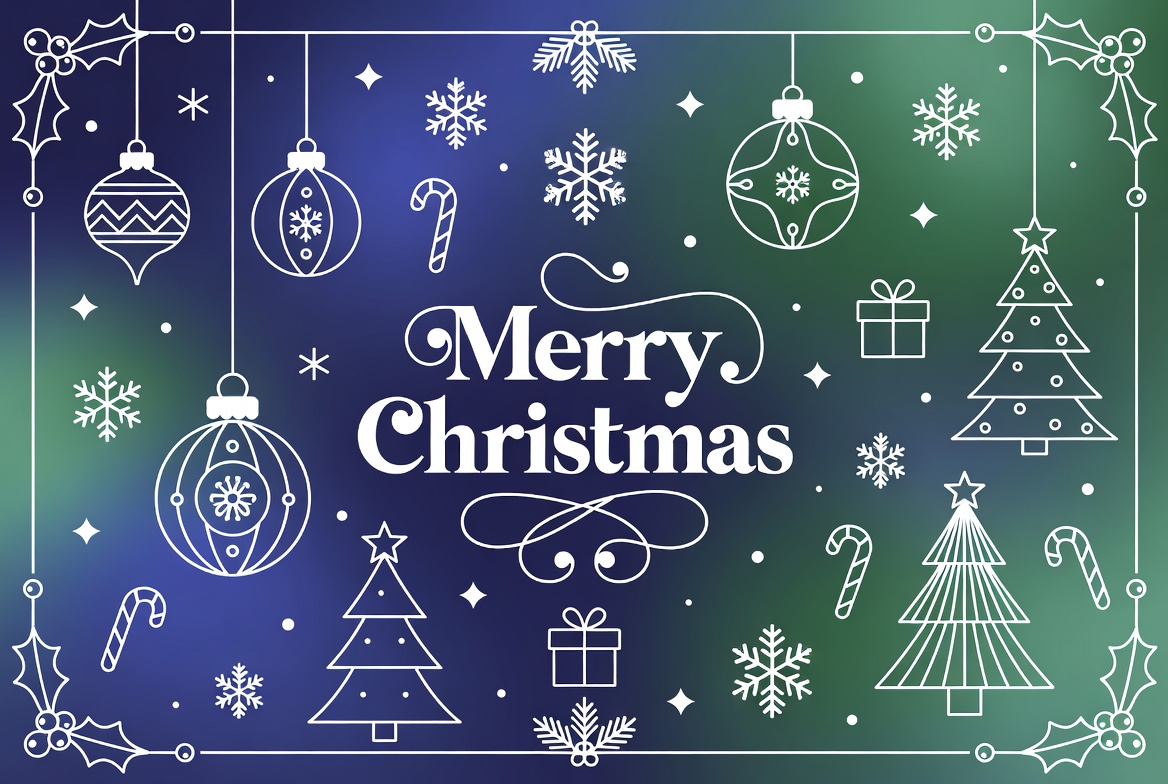 Merry Christmas Line Art Illustration Merry Christmas Line Art Illustration