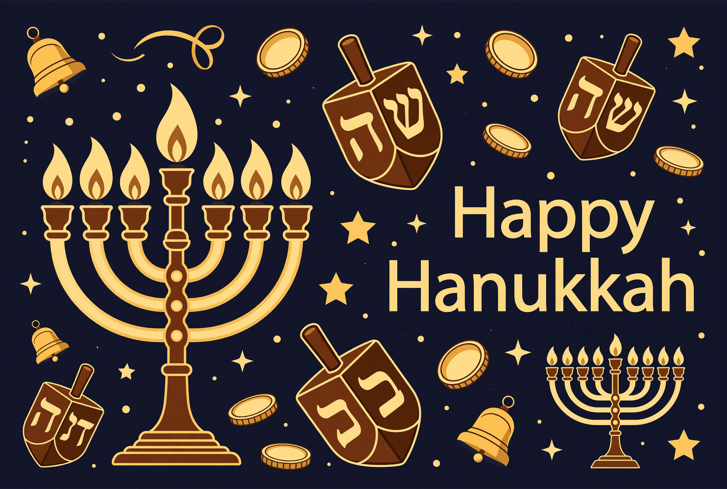 Happy Hanukkah Menorah Illustration Happy Hanukkah Menorah Illustration