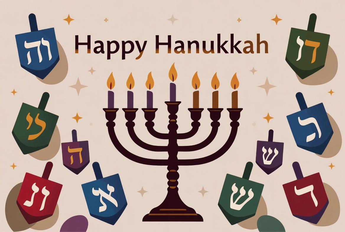 Happy Hanukkah Menorah Illustration Happy Hanukkah Menorah Illustration