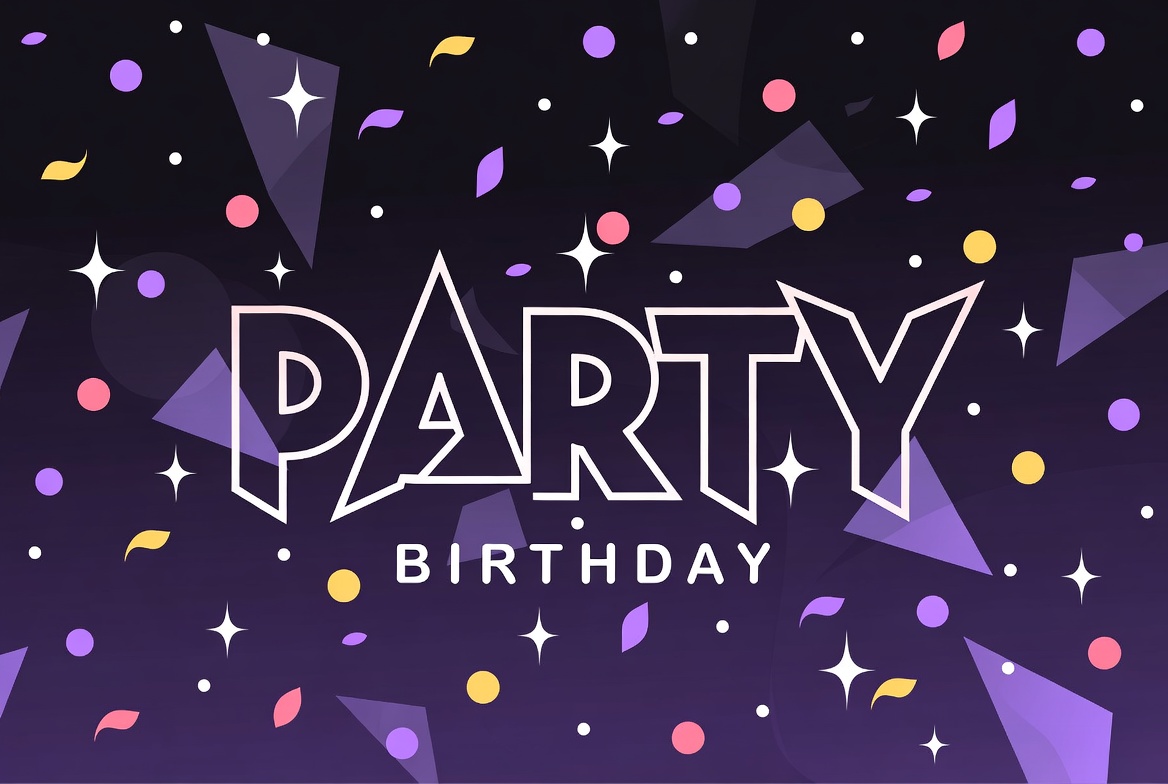 Party Birthday Illustration with Confetti Party Birthday Illustration with Confetti