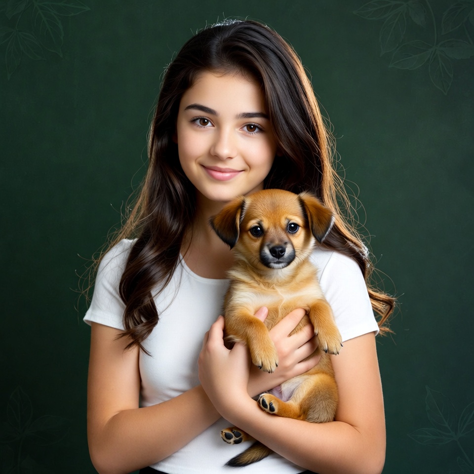 Girl holding cute puppy Girl holding cute puppy