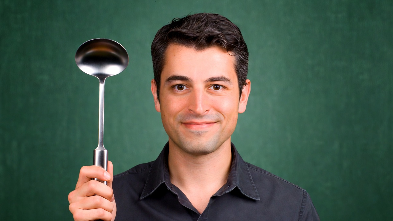 Man holding ladle Man holding ladle