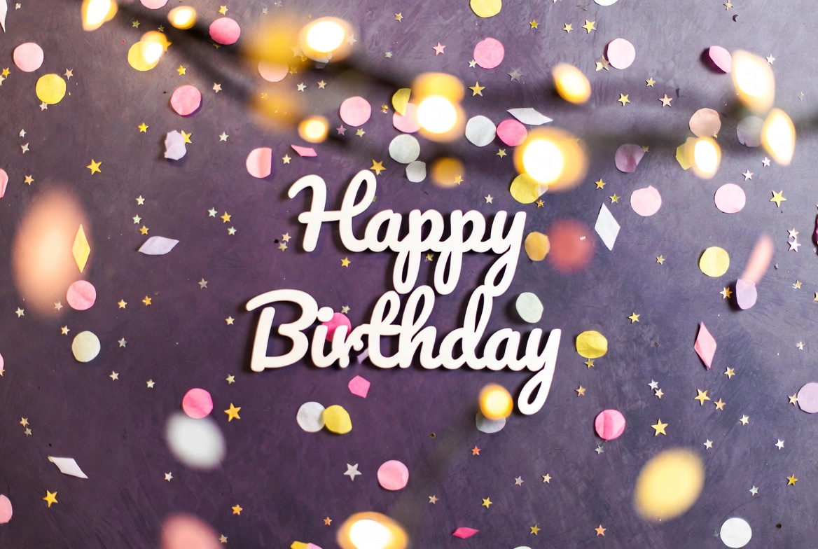 Happy Birthday with Confetti and Lights Happy Birthday with Confetti and Lights