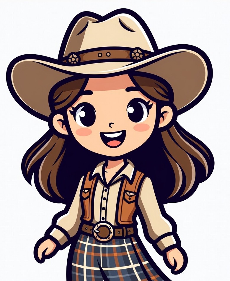 Cartoon girl in cowboy hat Cartoon girl in cowboy hat