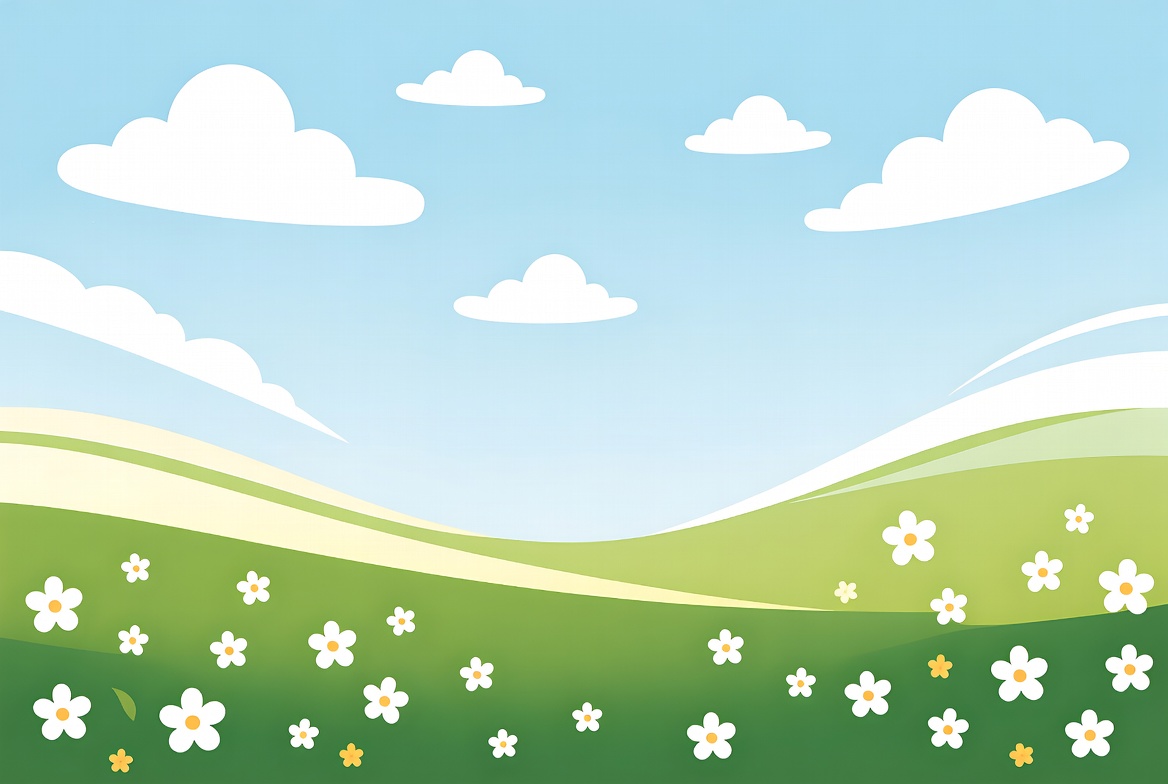 Green field with white daisies Green field with white daisies