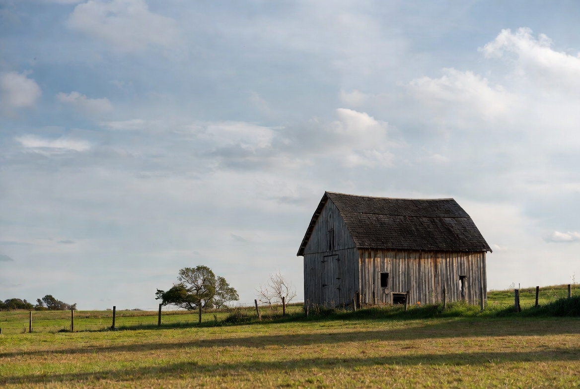 Old Barn in Grassy Field Old Barn in Grassy Field