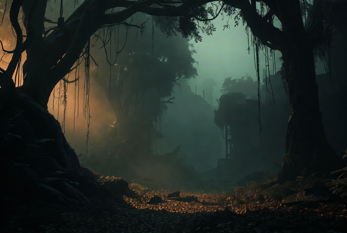 Mysterious Jungle with Vines and Fog Mysterious Jungle with Vines and Fog
