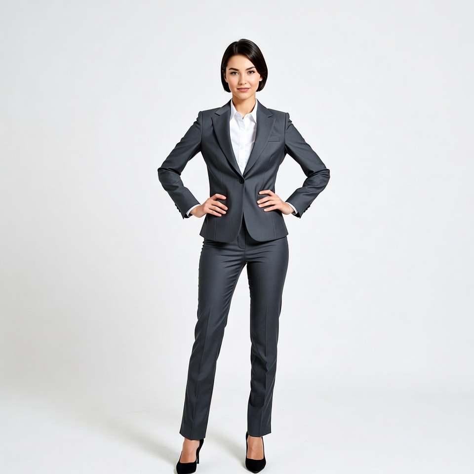 Asian woman in gray business suit Asian woman in gray business suit