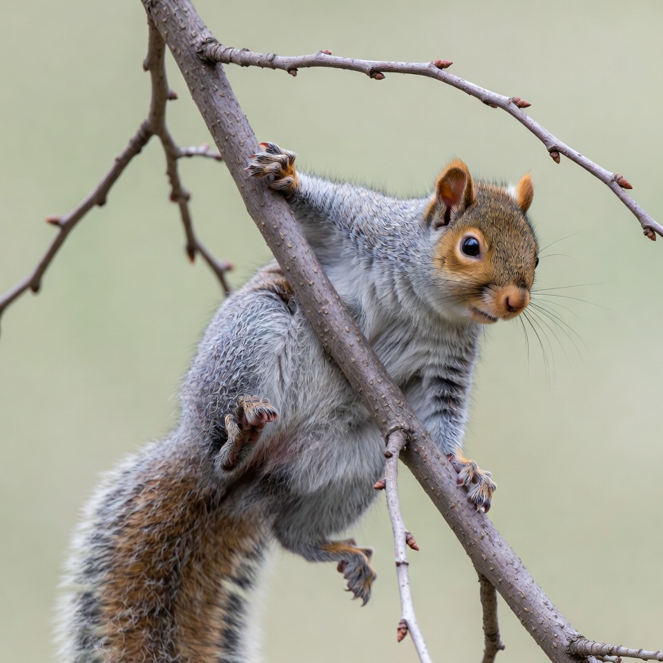Gray squirrel climbing tree branch Gray squirrel climbing tree branch
