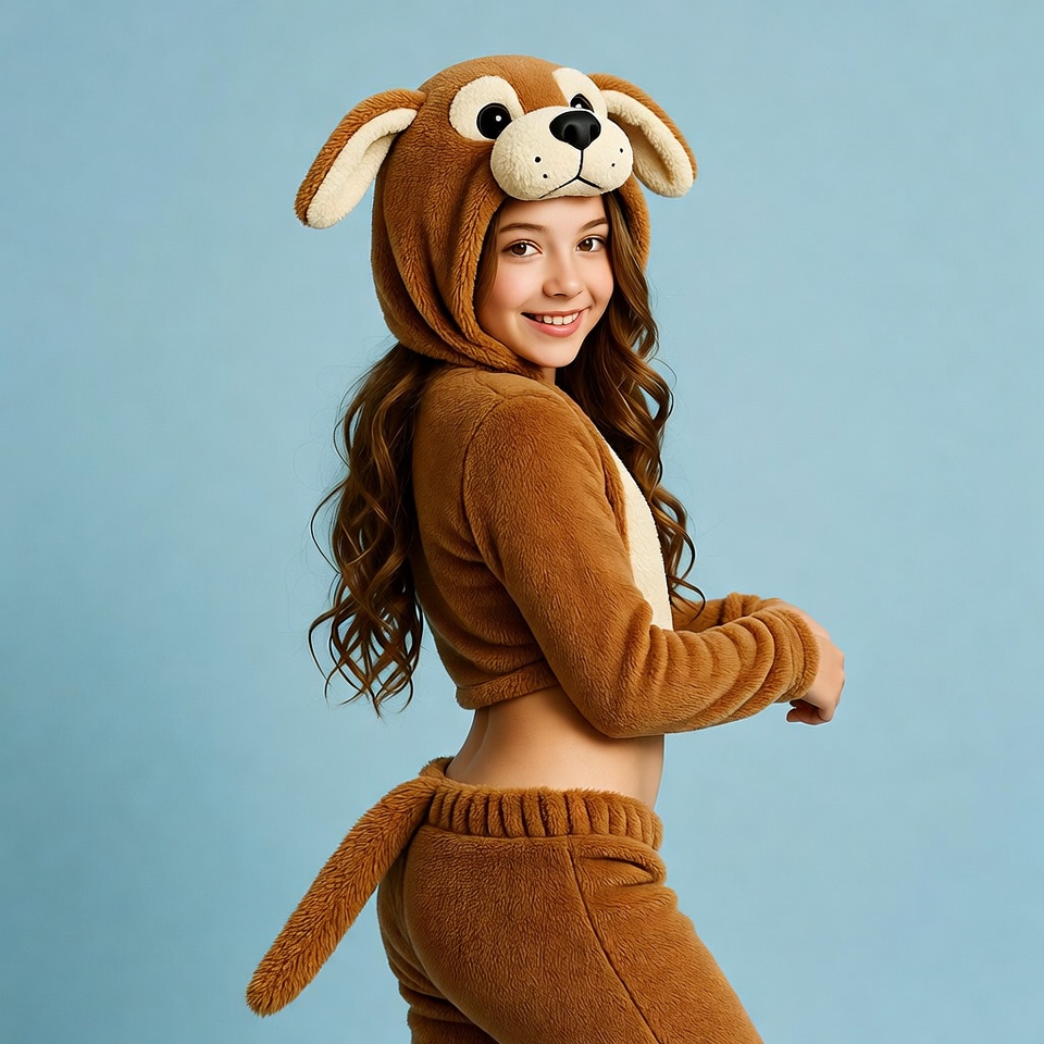 Girl in brown dog costume Girl in brown dog costume