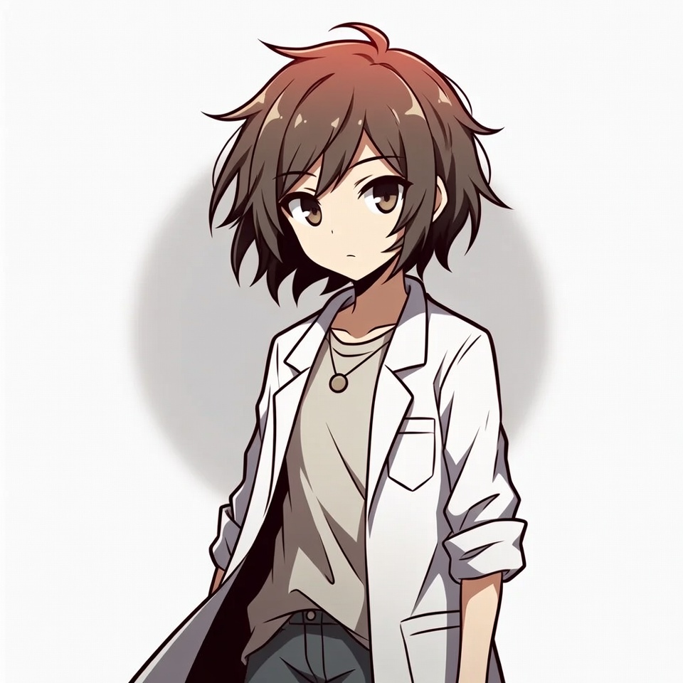 Anime boy in white lab coat Anime boy in white lab coat