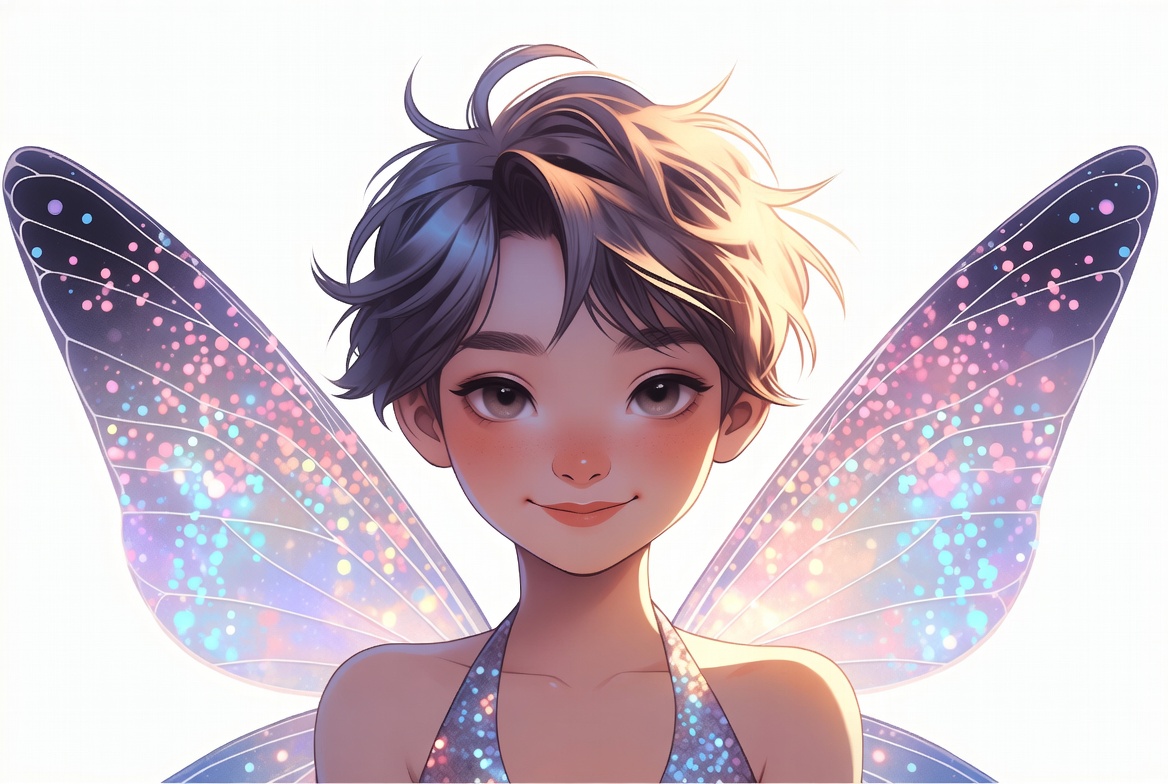 Anime girl with sparkling fairy wings Anime girl with sparkling fairy wings