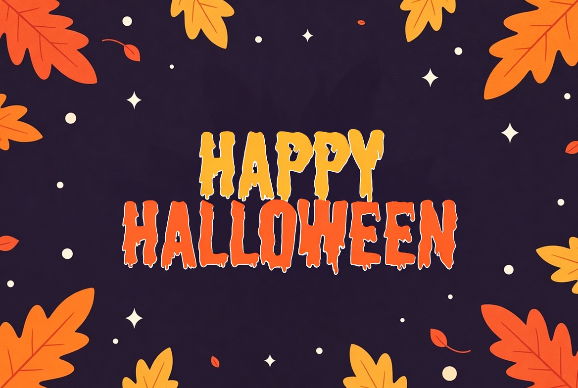 Happy Halloween Clipart with Leaves Happy Halloween Clipart with Leaves