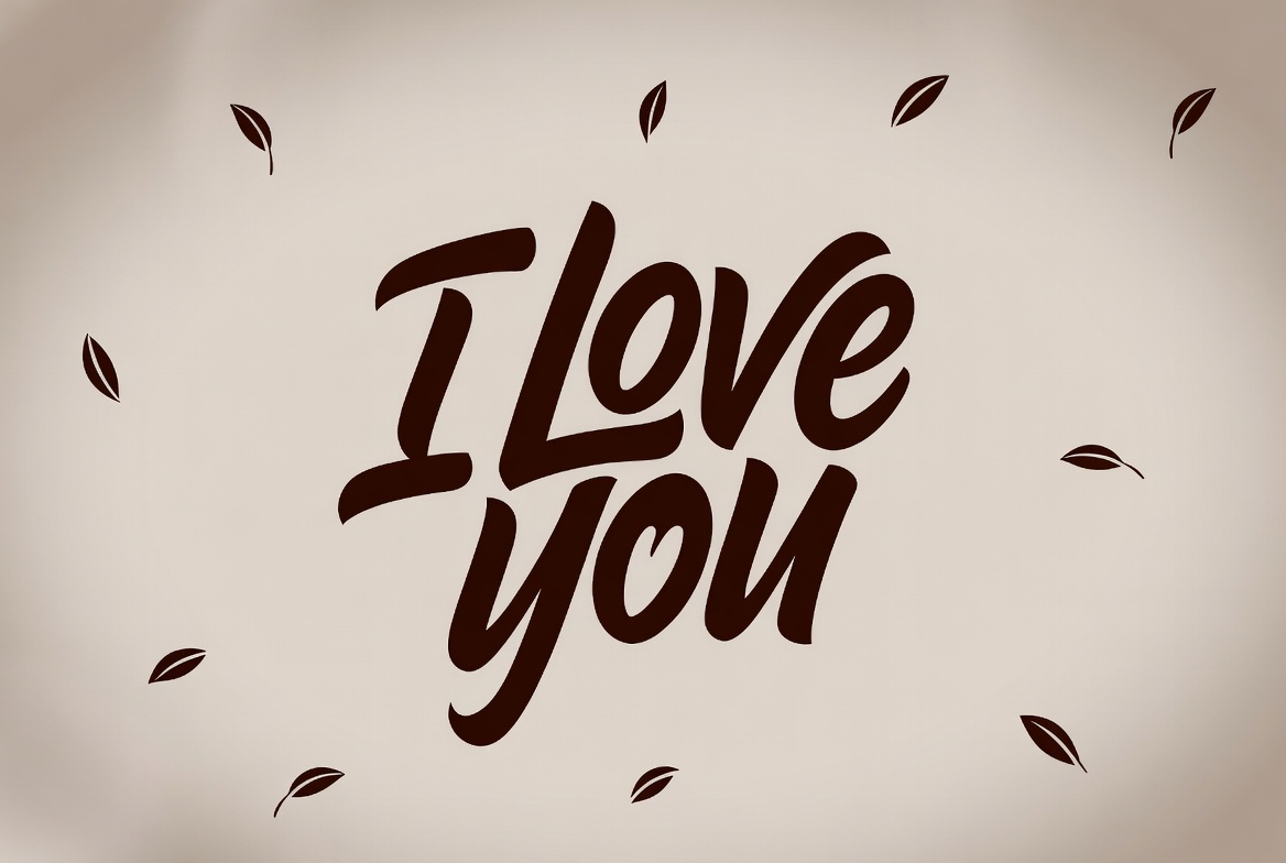 I Love You Text with Leaves I Love You Text with Leaves