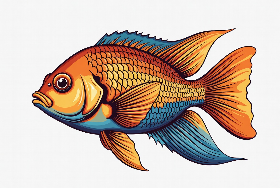Colorful Orange Goldfish Illustration Colorful Orange Goldfish Illustration