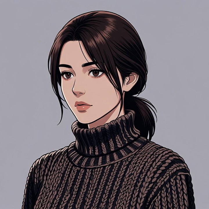 Asian woman in turtleneck sweater Asian woman in turtleneck sweater