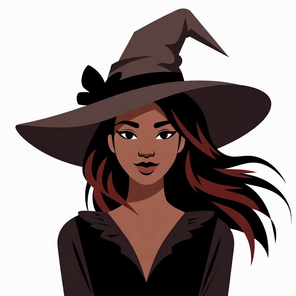 African-American woman in witch hat African-American woman in witch hat