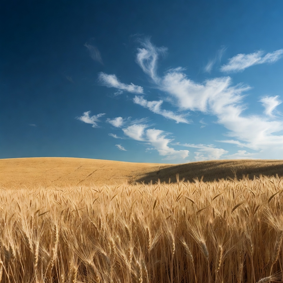 Golden Wheat Field Under Blue Sky Golden Wheat Field Under Blue Sky