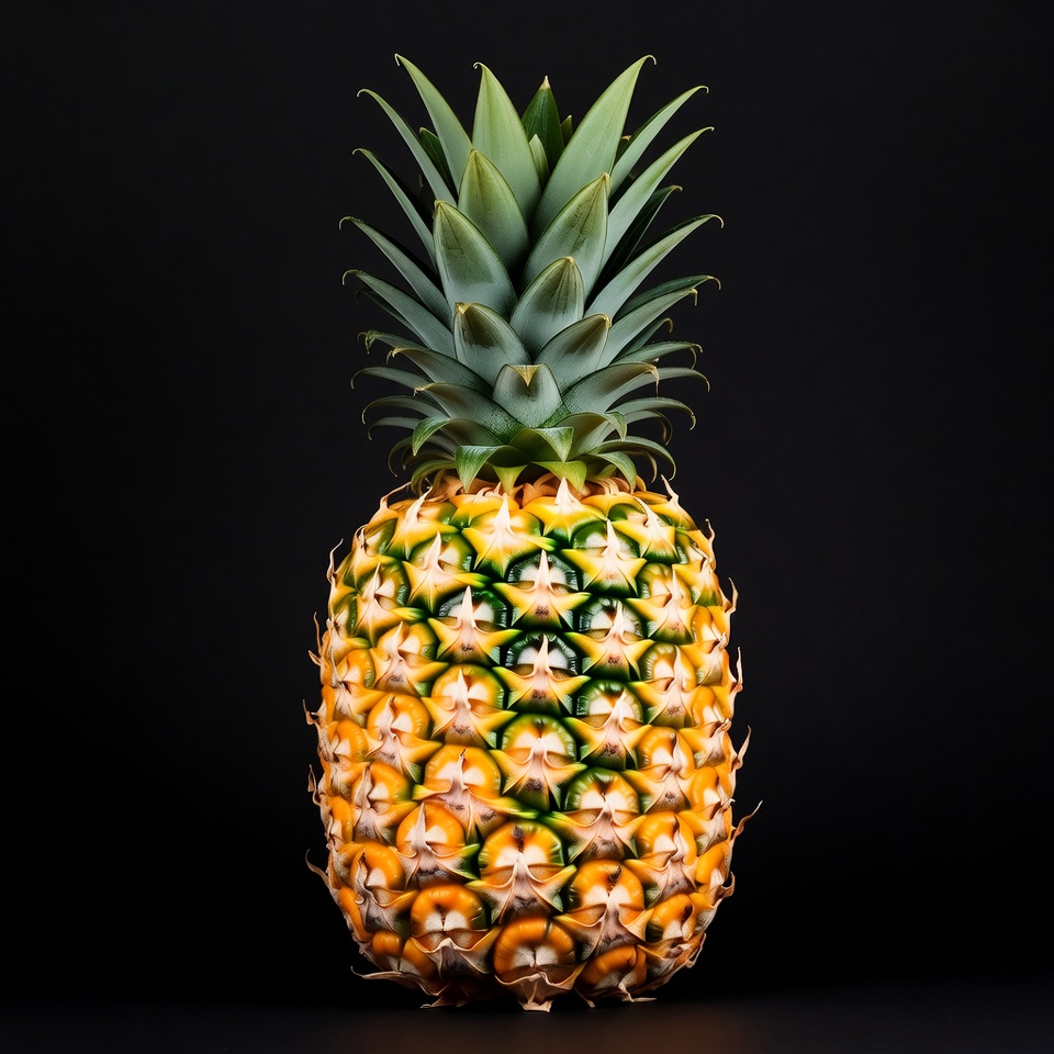 Fresh Pineapple on Black Background Fresh Pineapple on Black Background